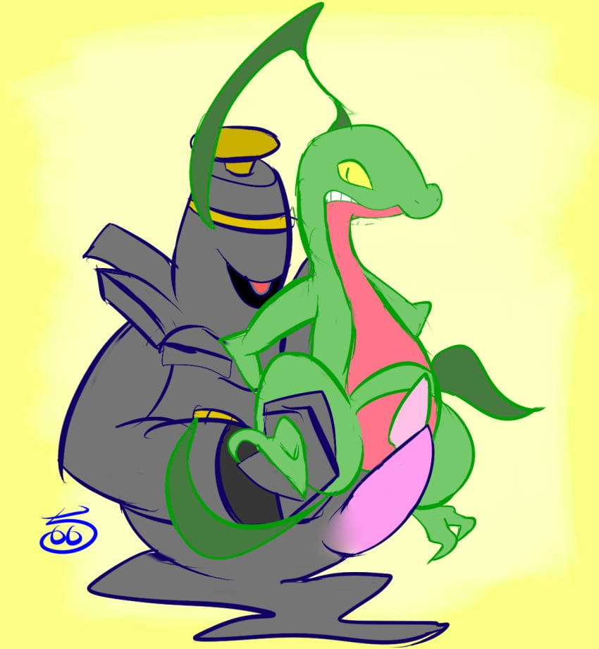 2boys dusknoir dusknoir_(eotds) furry furry_only gay grovyle grovyle_the_thief male nintendo pcred566 penis penis_size_difference plain_background pokemon pokemon_mystery_dungeon sex video_games yellow_background