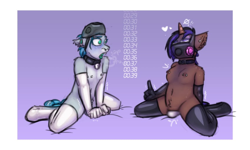 asphyxiation bell bell_collar black_latex blue_blush blue_hair blush breasts breath_play brown_body brown_fur clothing collar ear_piercing earth_pony edging equid equine fizzy_forte_(oc) footwear fur gas_mask gloves grey_body grey_fur hair handwear hasbro hi_res hitachi_magic_wand horn horse kneeling latex latex_clothing latex_footwear latex_gloves latex_handwear latex_legwear latex_socks latex_stockings legwear mammal mask misty_(krd) my_little_pony mythological_creature mythological_equine mythology nipple_piercing nipples piercing pony purple_hair regulator sex_toy small_breasts socks stockings tongue tongue_piercing unicorn vibrator wand_vibrator white_latex