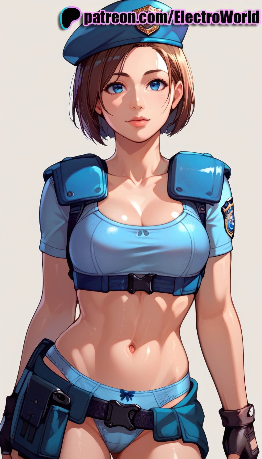 1girls ai_generated brown_hair capcom curvaceous curvy curvy_body curvy_female electroworld female female female_focus female_only highres inviting_to_sex jill_valentine panties resident_evil seductive seductive_look seductive_pose shiny_skin solo solo_female uncensored voluptuous voluptuous_female