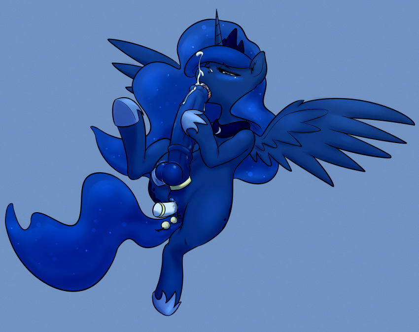 2014 alicorn anal_beads animal_genitalia anus balls blue_background blue_eyes blue_fur blue_hair breasts clopper-dude cum cum_in_mouth cum_inside dildo equine erection feral friendship_is_magic full-package_futanari fur futanari hair half-closed_eyes herm hermaphrodite hi_res horn horsecock insertion intersex long_hair mammal multi_genitalia my_little_pony one_leg_up open_mouth penetration penis plain_background princess_luna_(mlp) pussy sex_toy solo vaginal_insertion vaginal_penetration vein wings