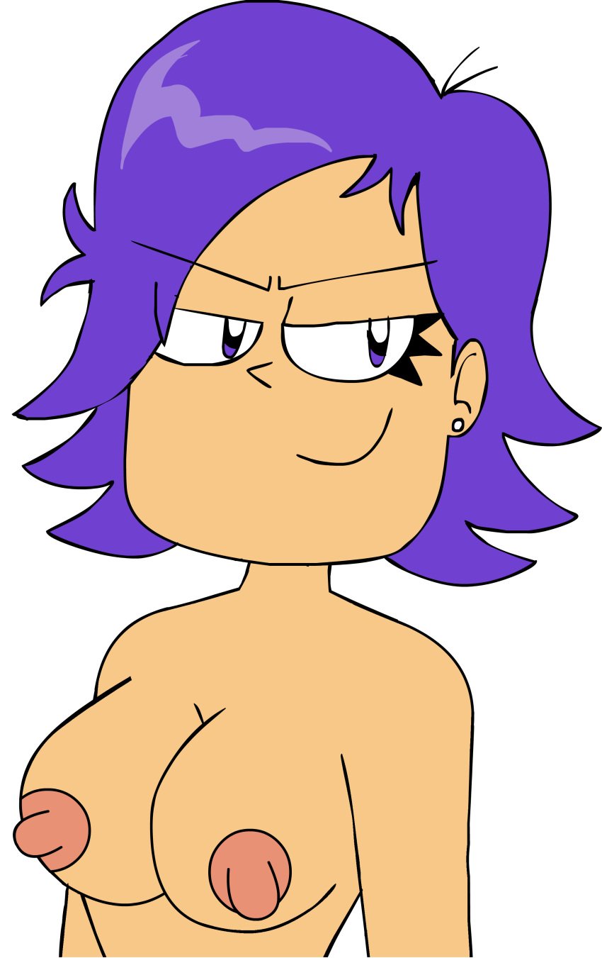 1girls bedroom big_breasts breasts cartoon_network female female_only hi_hi_puffy_amiyumi looking_at_viewer madoldcrow1105 nipples nude purple_hair seductive smile solo yumi_yoshimura