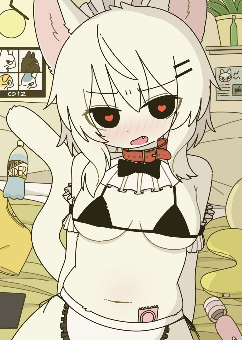 1girls alternate at blush breasts catgirl cleavage clothed clothing doremifaso64 ear feline female furry heart looking species tail viewer wholesome