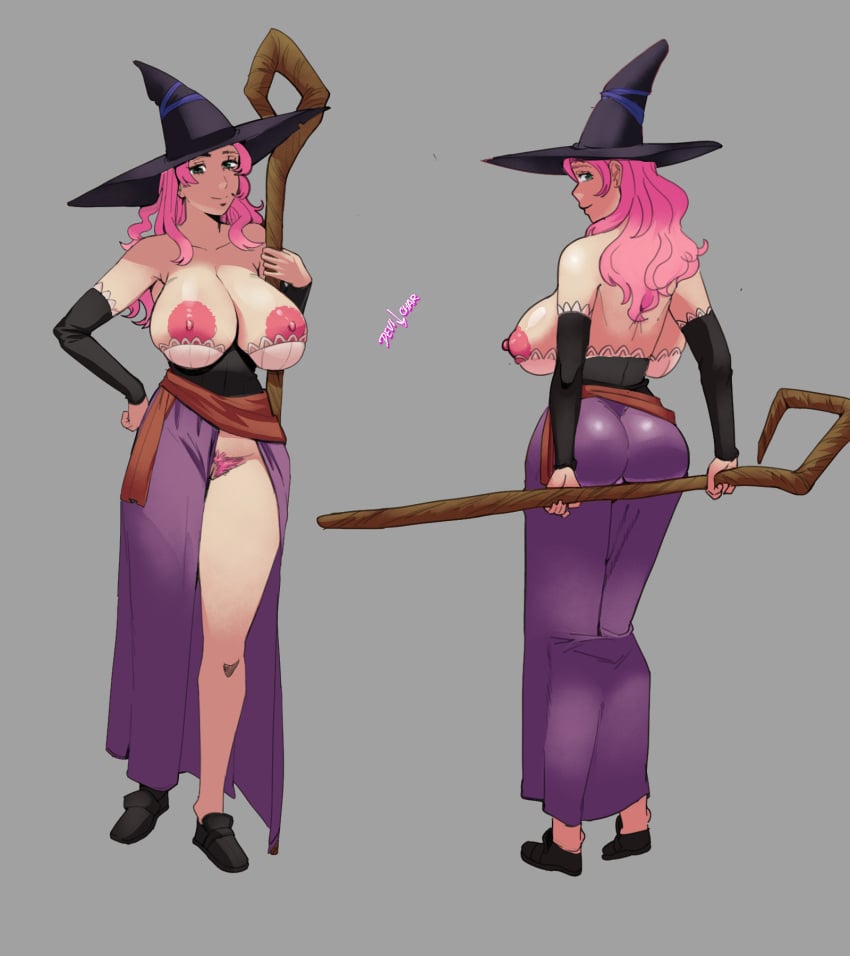 big_ass big_breasts breasts_out cosplay pink_hair pubic_hair sorceress tagme vagina vanessa_enoteca witch_hat