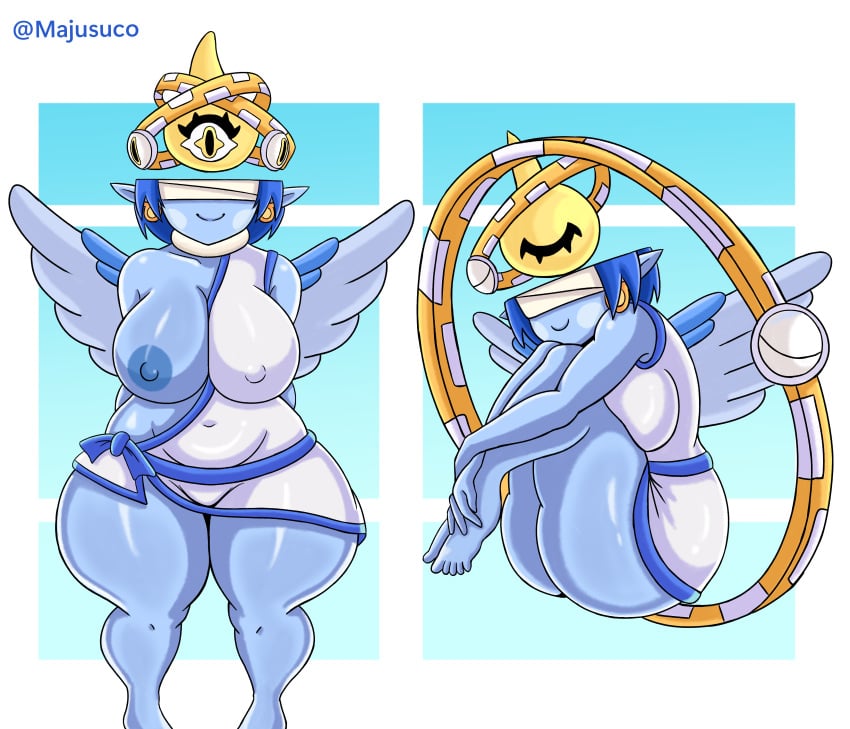 1girls angel angel_wings ass belly big_ass big_breasts big_hips brawl_stars breasts breasts_out crossgender female genderswap_(mtf) gene_(brawl_stars) majusuco nipples rule63 rule_63 thick_thighs