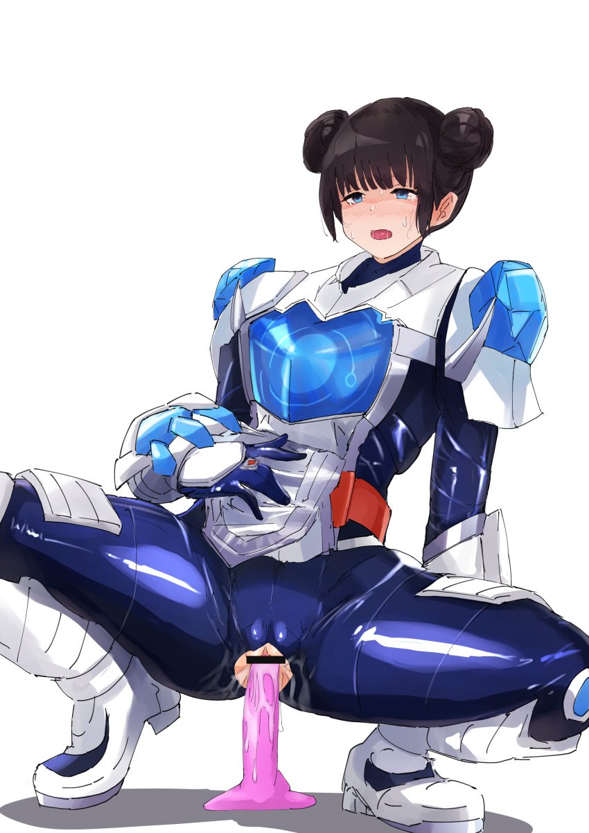 1girls bodysuit cycloneaction dildo dildo_in_pussy dildo_insertion female female_focus female_only kamen_rider kamen_rider_gotchard_(series) kamen_rider_majade rinne_kudo solo solo_female solo_focus squatting squatting_cowgirl_position squatting_on_dildo thick_thighs thighhighs tight_clothing