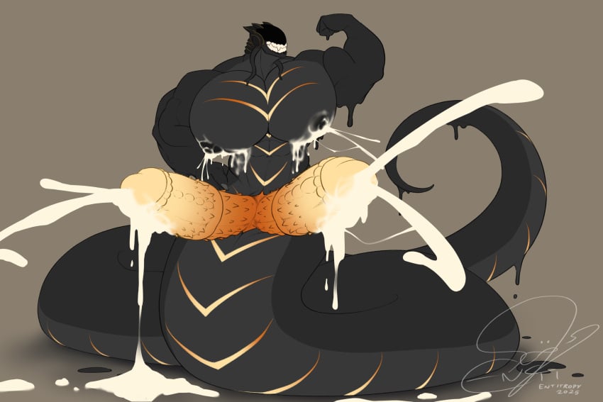 3:2 apode draconcopode dripping entitropy goo_creature hi_res legless male male_lactation male_only muscular muscular_male naga nipples serpentine solo