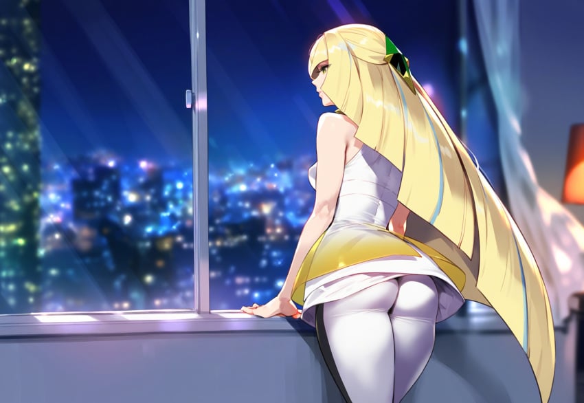 ai_generated artist_request blonde_hair darklust green_eyes labelle lusamine_(pokemon) milf pokemon