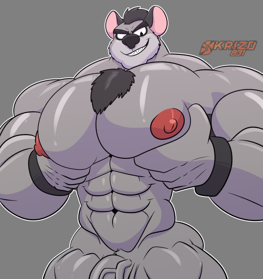 1boy 2020s 2024 bara chest_tuft crash_(series) flaccid gay grabbing_own_pecs koala koala_kong male male_only muscular nipples non-human non-human_only pecs penis puffy_nipples slash876 solo tagme veiny_penis video_games