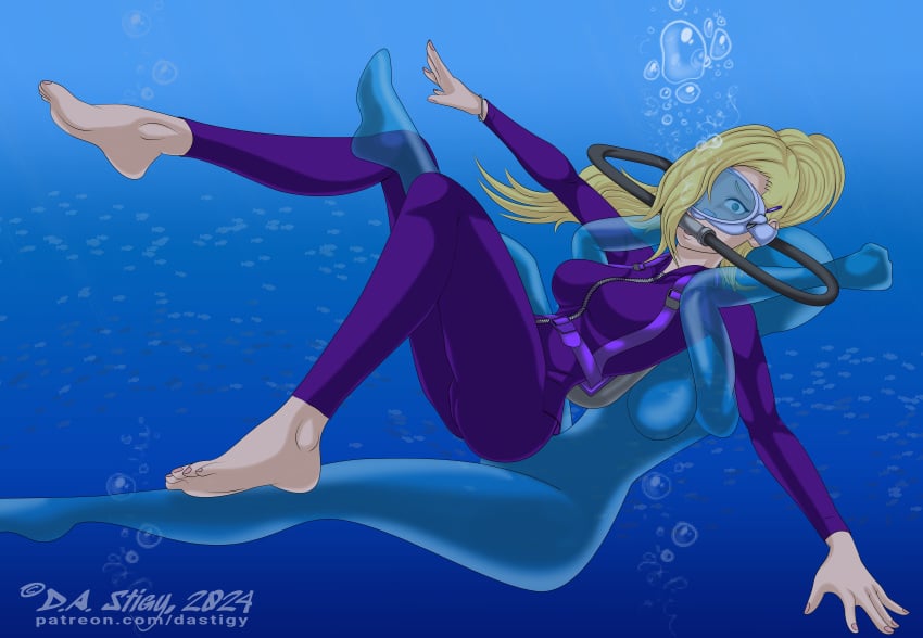 1girls 5_toes barefoot blonde_hair blue_eyes damsel_in_distress dastigy diving_suit feet female female_only heroine_in_trouble ino_yamanaka naruto naruto_(series) peril scuba scuba_gear scuba_mask scuba_tank soles solo solo_female solo_only toes underwater underwater_peril