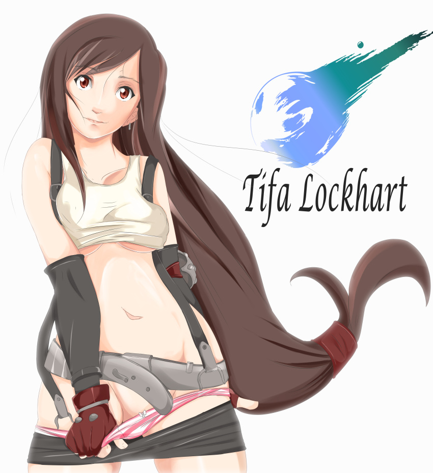 female female_only final_fantasy final_fantasy_vii human panty_pull pink_panties solo sombra222 tifa_lockhart undressing