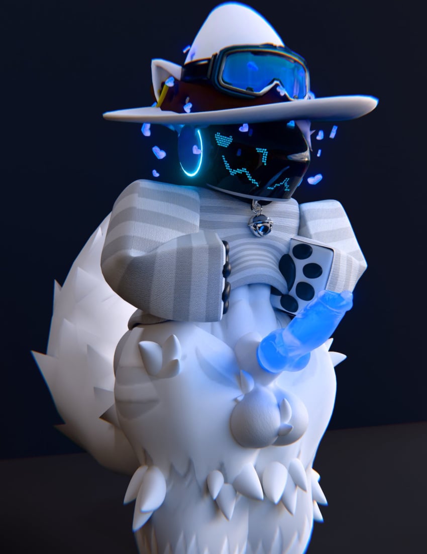 3d 3d_(artwork) 3d_model 3d_render blue_penis cock femboy fluffy furry furry_only knotted_penis long_sleeves nearlyepoint pawpads paws penis_out protogen protogen_visor roblox robloxian screen_face sweater tail tail_tuft thick_thighs thighs