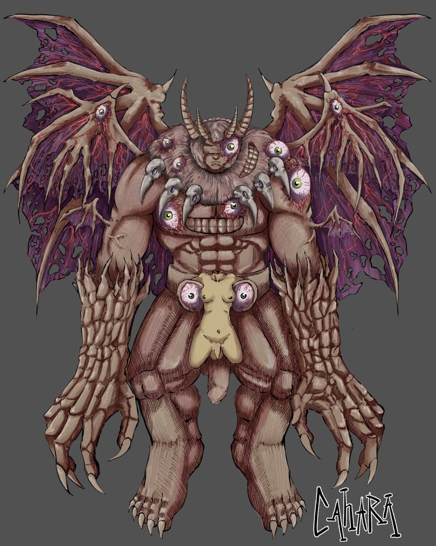 2025 4_horns 4_wings 5_toes abs absurd_res belt big_hands big_penis blindfold breasts brown_belt brown_clothing cahara_artwork chest_mouth chimera chimera_humanoid claws clothing colored corpse deity fear_and_hunger feet flaccid genitals green_eyes grey_background gro-goroth gynomorph headless hi_res horn huge_cock huge_hands humanoid intersex limbless looking_at_viewer male mane membrane_(anatomy) membranous_wings mostly_nude multi_eye multi_horn multi_wing muscular muscular_humanoid muscular_male navel notched_wings nude old_god_(fear_and_hunger) olive_skin penis shaded shoulder_eye signature simple_background solo standing tan_claws tan_mane toe_claws toes unusual_anatomy unusual_eye_placement unusual_mouth_placement vein veiny_muscles white_body white_skin wing_eyes wings