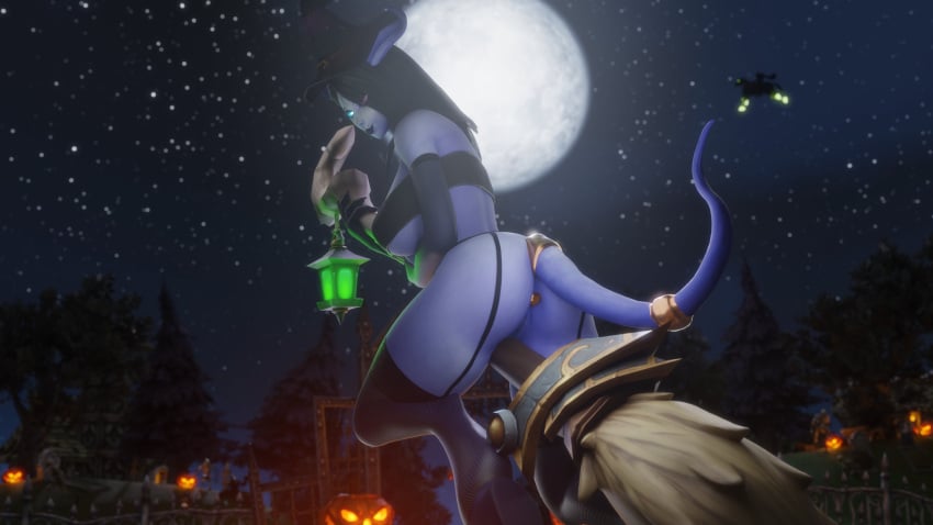 1girls 3d anal anal_insertion big_ass big_breasts black_hair blizzard_entertainment blue_skin buttplug curvy_figure draenei female female_only halloween horns huge_breasts morilymory mory nude original_character pinup pussy sex_toy solo stockings tail thick_thighs voluptuous voluptuous_female warcraft wide_hips witch_hat world_of_warcraft