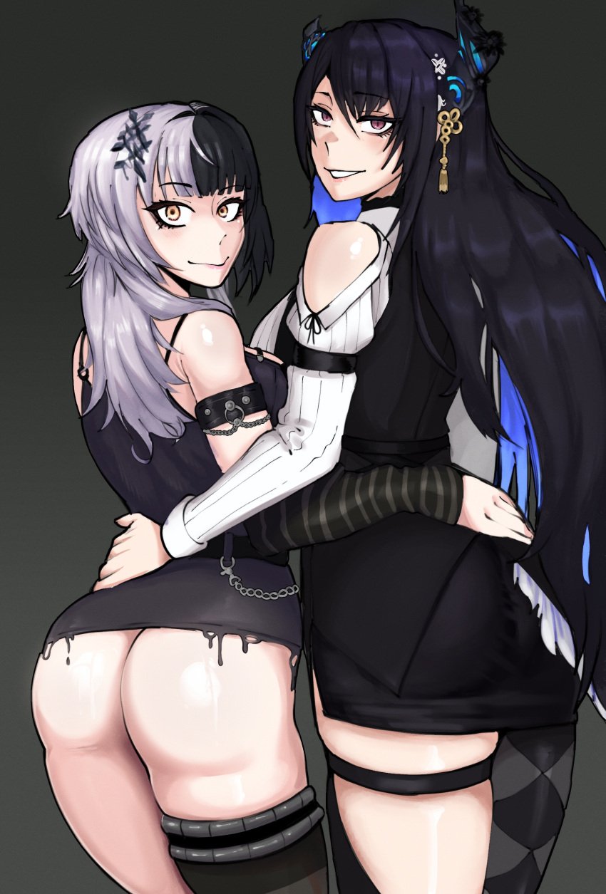 big_ass hololive hololive_english hololive_english_-advent- looking_at_viewer looking_back mobi_mobi nerissa_ravencroft no_panties red_eyes shiori_novella smiling_at_viewer tagme virtual_youtuber yellow_eyes