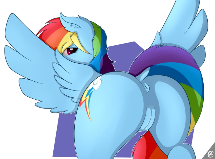 2014 alpha_channel anus ass blue_fur capseys cutie_mark equine female friendship_is_magic fur hair looking_at_viewer mammal multicolored_hair my_little_pony pegasus plain_background pussy rainbow_dash_(mlp) rainbow_hair solo straight_hair transparent_background wings