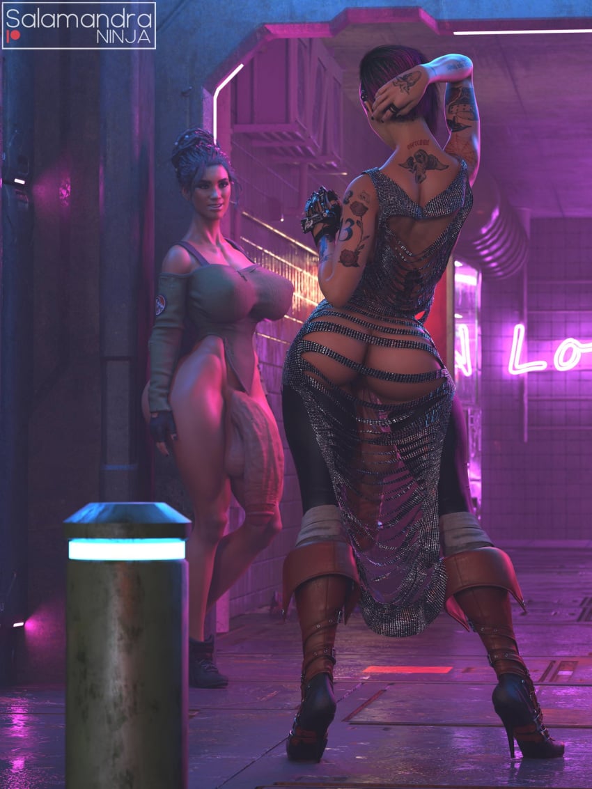 2futas 3d ass big_ass big_breasts breasts bust busty cd_projekt_red chest curvaceous curvy curvy_figure cyberpunk cyberpunk_(series) cyberpunk_2077 dickgirl digital_media_(artwork) futanari futanari_focus hips hourglass_figure huge_ass huge_breasts human judy_alvarez large_ass large_breasts legs light-skinned_futanari light_skin mature mature_female panam_palmer salamandraninja slim_waist thick thick_hips thick_legs thick_thighs thighs top_heavy voluptuous voluptuous_futanari waist wide_hips