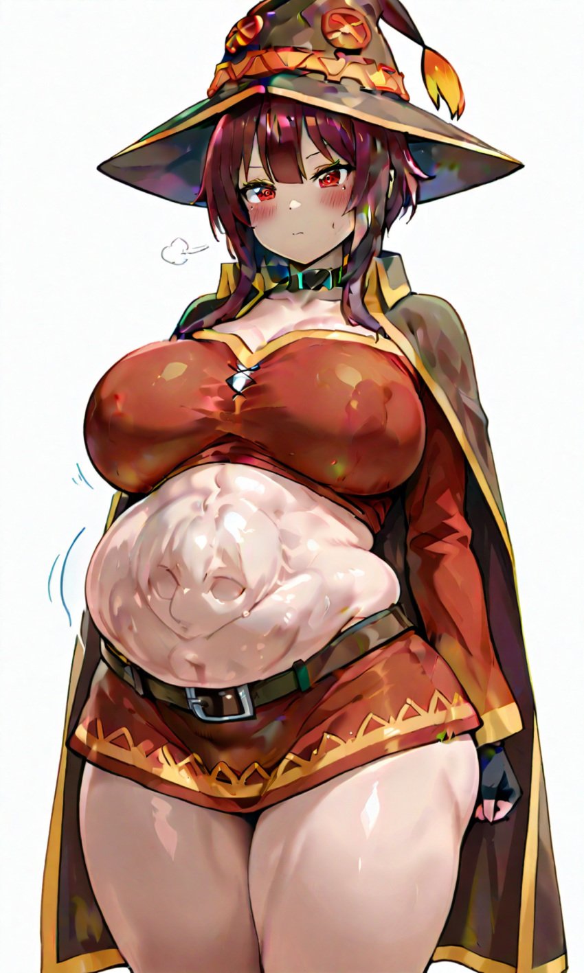 ai_generated alternate_breast_size big_breasts implied_vore kono_subarashii_sekai_ni_shukufuku_wo! megumin thick_thighs vore vore_belly