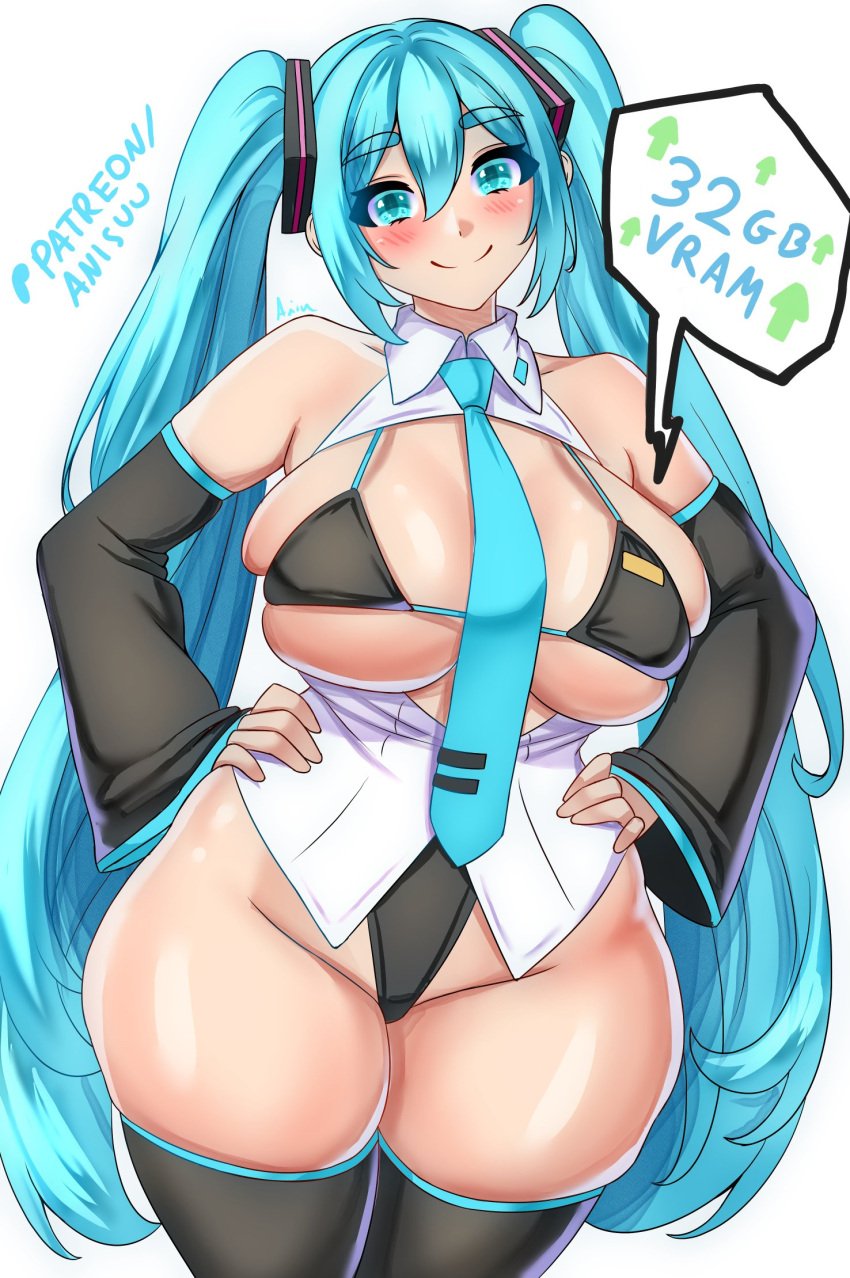 1girls adorable adorable_face anisdrawn armwear ass big_ass big_breasts big_thighs blue_eyes blue_hair blush bra breasts cute cute_face cyan_eyes cyan_hair dialogue female gigantic_ass gigantic_breasts gigantic_thighs happy happy_female hatsune_miku huge_ass huge_breasts huge_thighs legwear long_hair looking_at_viewer patreon patreon_link smile smiling smiling_at_viewer tagme text thick_thighs thighs twintails vocaloid