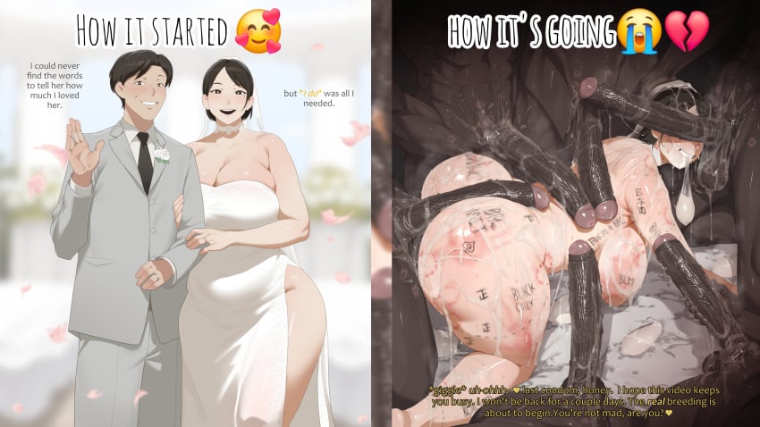 [sora]_buranku before_and_after biting_condom buttjob cheating_wife covered_in_cum cuckold cum_everywhere dark-skinned_male light-skinned_female light-skinned_male married_couple married_woman netorare penis_covering_eyes soraoraora video_recording wedding_dress wedding_lingerie wedding_ring