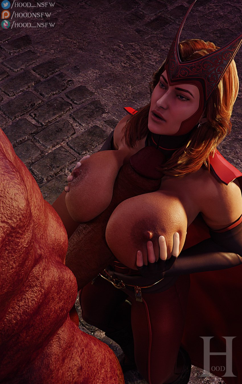 breasts demon marvel marvel_comics midnight_suns monster monster_cock paizuri scarlet_witch sfm_hood size_difference wanda_maximoff