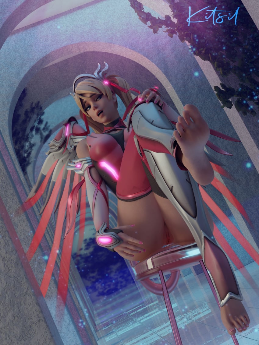 feet foot_fetish kitsil mercy overwatch_2 pink_mercy