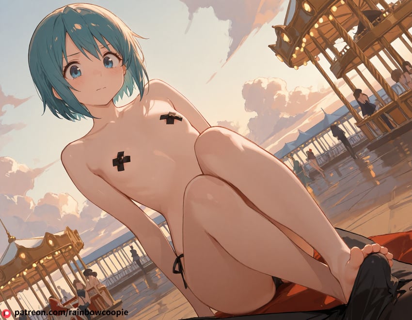 ai_generated beautfiul_background carousel cloudy_sky flat_chest footjob frustrated miki_sayaka pasties pov snowy stunning_backgroud warm_breeze