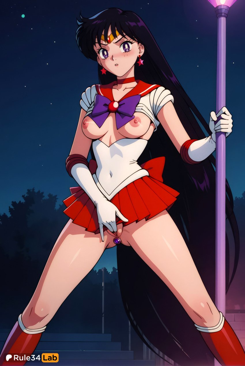 1girls ai_generated anal anal_beads anal_object_insertion artist_name ass_visible_through_thighs back_bow bishoujo_senshi_sailor_moon black_hair blush boots bow bowtie breasts breasts_out choker circlet clothes_lift clothing_aside collarbone covered_navel earrings elbow_gloves feet_out_of_frame gloves hi_res hino_rei holding jewelry knee_boots lamppost leotard leotard_aside leotard_pull long_hair looking_at_viewer magical_girl medium_breasts miniskirt night night_sky nipples no_bra no_panties object_insertion outdoors parted_lips pleated_skirt public_indecency purple_bow purple_eyes pussy red_bow red_choker red_footwear red_sailor_collar red_skirt rei_hino rule34lab sailor_collar sailor_mars sailor_senshi_uniform sex_toy shirt skirt sky solo stairs standing star_\(sky\) star_\(symbol\) star_choker star_earrings starry_sky tiara uncensored very_long_hair white_gloves white_leotard white_shirt