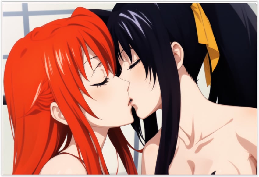 2girls ai_generated akeno_himejima flirting girl_on_girl girlfriend high_school_dxd kissing lesbian_couple lesbian_kiss lesbian_sex lovers rias_gremory yuri yuri yuri