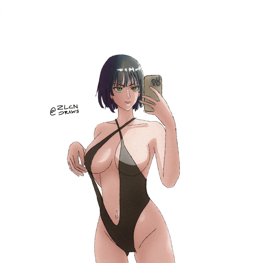 1girls anime_style artist_request ass bodysuit breast_grab breasts breasts_bigger_than_head breasts_out dominant_female female female_focus femdom fubuki_(one-punch_man) girly green_eyes green_hair mirror_selfie mommy navel one-punch_man patreon patreon_username pussy seductive seductive_look seductive_smile selfie swimsuit swimwear