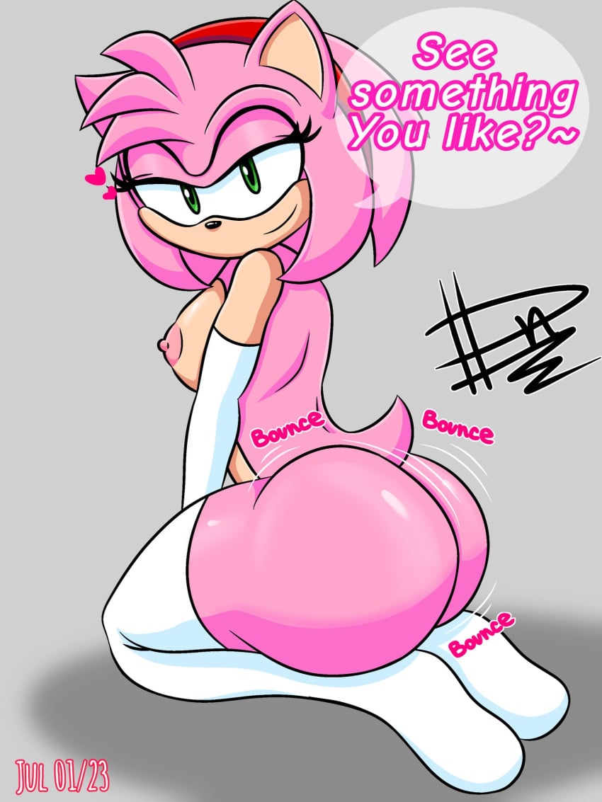 amy_rose dn28_art female pink_hair pink_skin smug sonic_(series) tagme