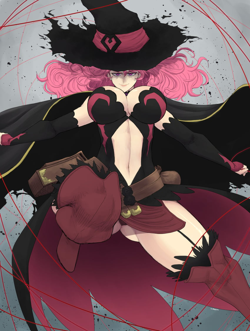 1girls big_breasts black_clover breasts clothed clothed_female female light-skinned_female light_skin limn044 looking_at_viewer thick_thighs vanessa_enoteca witch witch_hat