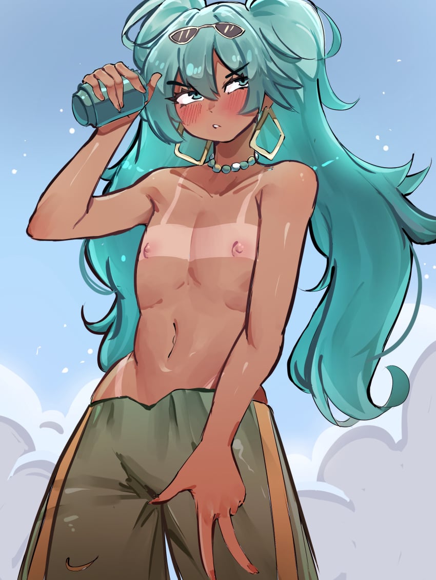 1boy belly belly_button blue_eyes blue_hair blush blushing brazil brazilian brazilian_male brazilian_miku cyan_eyes cyan_hair euvo femboy flat_chest flat_chested genderswap_(ftm) hatsune_miku idol latin_american_hatsune_miku_(meme) long_hair male male_only mikuo_hatsune nipples rule_63 shirtless shirtless_male solo_male sunglasses sunglasses_on_head tan tan-skinned_male tan_body tan_line tan_lines tan_skin tanline tanlines tanned tanned_femboy tanned_male topless tummy turquoise_eyes turquoise_hair twink twintails vocaloid