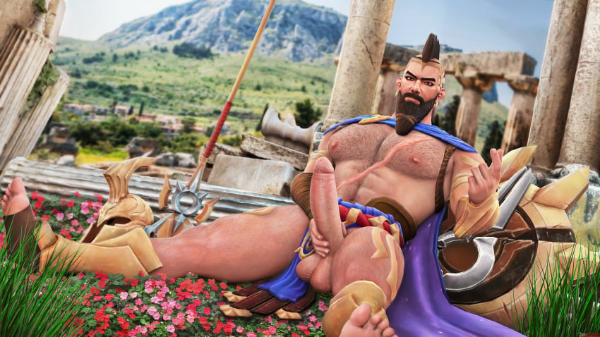 abs balls bara beard biceps big_balls big_penis cape daddy domredsins erection league_of_legends male male_nipples male_only manly mature_male muscular_male nipples nude pantheon pecs penis riot_games tattoos