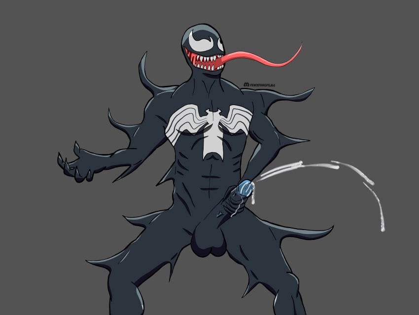 cum cumshot fangs long_tongue male male_only masturbation monster non-human orgasm self_upload solo solo_male symbiote symbiote_suit teeth_bared tendrils tentacle tongue tongue_out venom_(marvel)