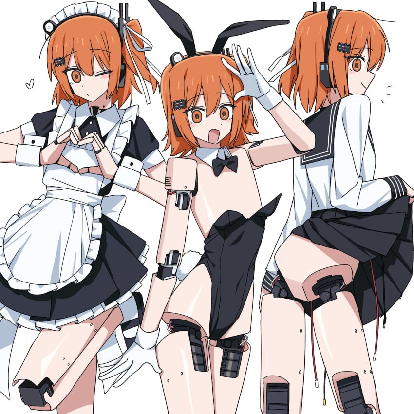 android bunny_ears bunnysuit caststation maid orange_eyes orange_hair rabbit rabbit_ears smile vocaloid