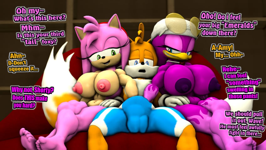 16:9 2024 2_tails 3d_(artwork) 5_fingers 5_toes accessory amy_rose anthro areola avian beak big_areola big_breasts bird blue_eyes bottomwear breasts bulge canid canine clothing curvy_figure dialogue digital_media_(artwork) english_text eulipotyphlan eyelashes feathers feet female fingers fluffy fluffy_tail fox fur furniture gloves green_eyes group hair hair_accessory hairband hand_in_pants handwear hedgehog hi_res hirundinid hourglass_figure huge_areola huge_breasts kerchief long_tail male male/female mammal multi_tail multicolored_body multicolored_fur nipples nude nude_anthro nude_female on_sofa open_mouth open_smile oscine passerine pink_body pink_fur pink_hair purple_body purple_feathers sarah_dellen sega shorts sitting sitting_on_sofa smile sofa sonic_(series) sonic_riders sonic_the_hedgehog_(series) source_filmmaker_(artwork) swallow_(bird) tail tails tails_the_fox tan_body tan_fur teeth text thick_thighs toes trio trio_focus two_tone_body two_tone_fur voluptuous voluptuous_anthro voluptuous_female wave_the_swallow white_body white_clothing white_fur white_gloves white_handwear widescreen yellow_body yellow_fur