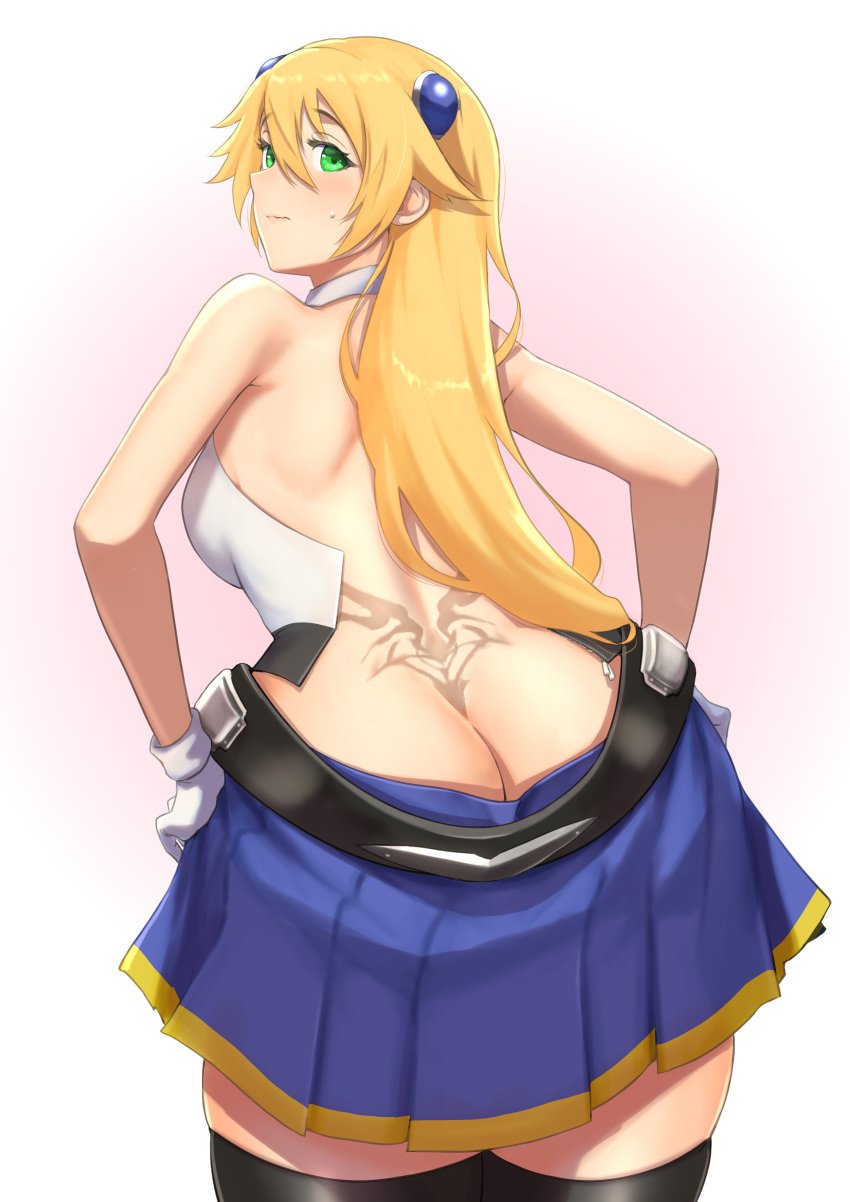 anagumasan blazblue butt_crack noel_vermillion pulling_down_skirt tramp_stamp