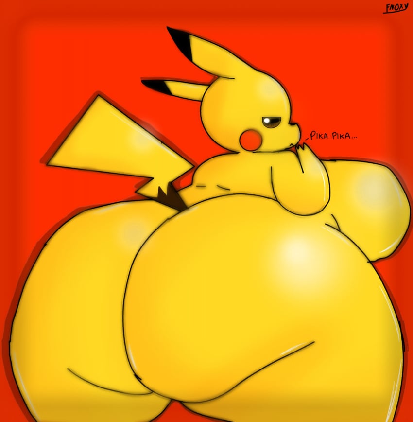 ass female female_only fnoxy furry furry_female nintendo pikachu pokemon pokemon_(species) red_background rodent rodent_ears simple_background tail thick_thighs thighs yellow_fur