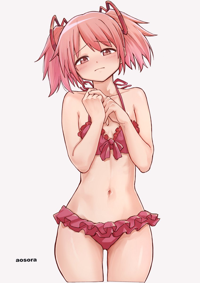 aosora bikini hips madoka_kaname magia_record:_mahou_shoujo_madoka_magica_gaiden mahou_shoujo_madoka_magica nervous petite puella_magi_madoka_magica small_breasts