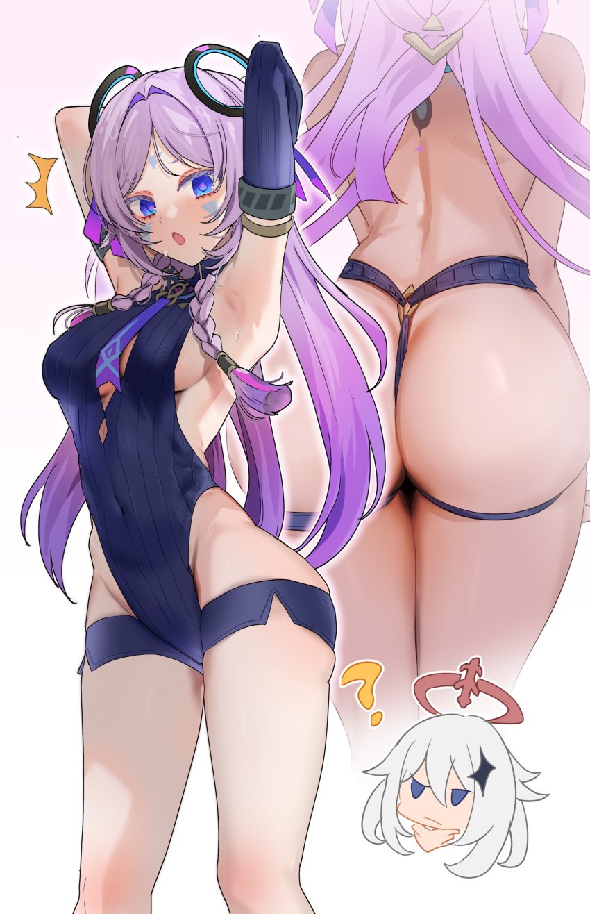 2girls ass citlali_(genshin_impact) from_behind genshin_impact paimon_(genshin_impact) revealing_clothes