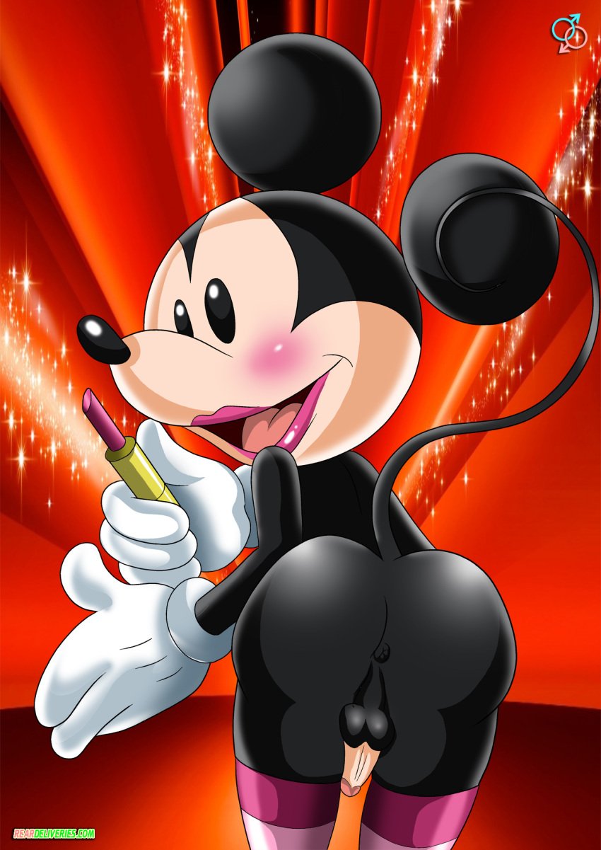 crossdressing disney drag gay lipstick looking_at_viewer mickey_mouse mouse no_humans non-human palcomix rear_deliveries tagme tail yaoi