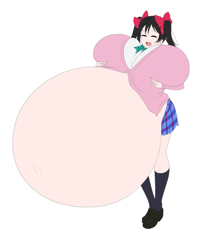 1girls breasts_bigger_than_head breasts_bigger_than_torso huge_breasts hyper hyper_belly hyper_breasts hyper_pregnancy love_live! pregnant ready_to_pop saburox school_uniform solo yazawa_nico