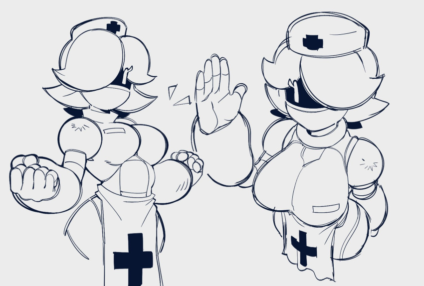 1girls android big_breasts breasts female gravity_circuit monochrome nurse_(gravity_circuit) robot robot_girl wizbird