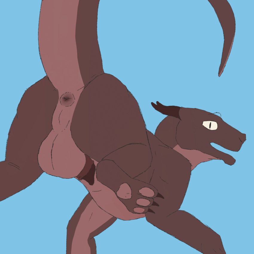 1:1 animal_genitalia anus ass balls dragon feral genitals hi_res looking_at_viewer looking_back male no_shading presenting presenting_hindquarters puffy_anus raised_leg raised_tail ravenfangs red_body scalie sheath simple_background solo tail western_dragon