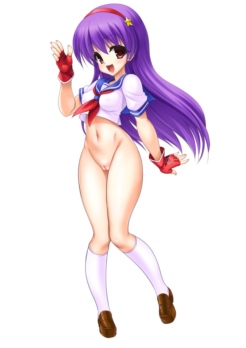 1girls anime_nose athena_asamiya bottomless female female_only human king_of_fighters king_of_fighters_2001 king_of_fighters_97 king_of_fighters_all_stars king_of_fighters_maximum_impact king_of_fighters_xi king_of_fighters_xiii king_of_fighters_xiv king_of_fighters_xv looking_at_viewer no_panties no_skirt open_mouth pussy sailor_suit sailor_uniform school_uniform schoolgirl schoolgirl_uniform seifuku shaved_crotch shaved_pussy shinnseihoukei skeb solo thighs uncensored vagina