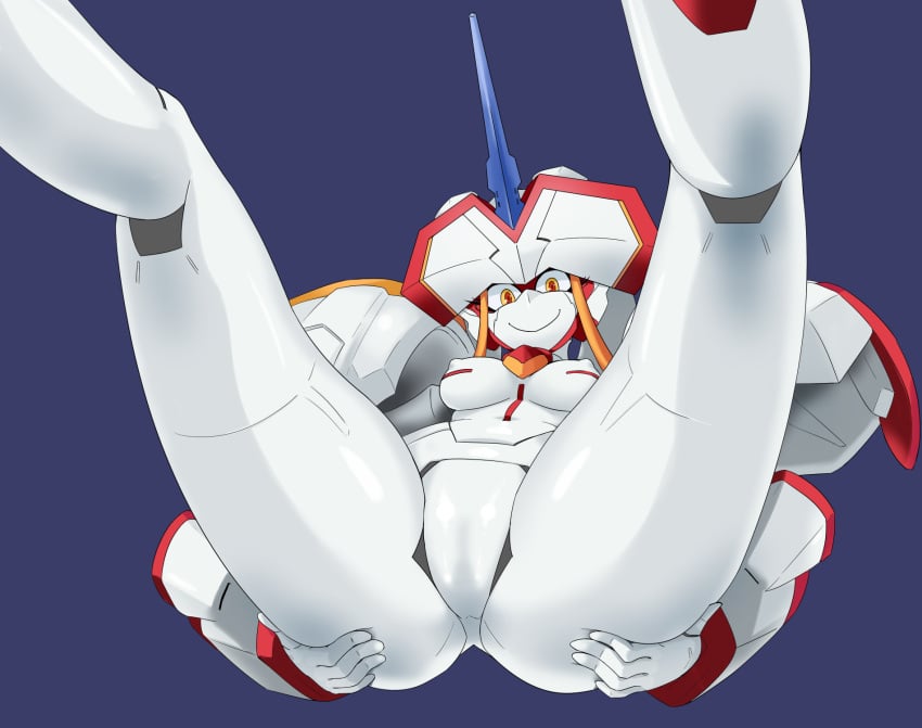 1girls boobs breasts darling_in_the_franxx female female_only md-thetest mdthetest medium_breasts nipple_bulge nipples open_legs orange_eyes robot robot_girl robot_humanoid smile solo solo_female spread_legs strelizia studio_trigger tits white_body white_skin