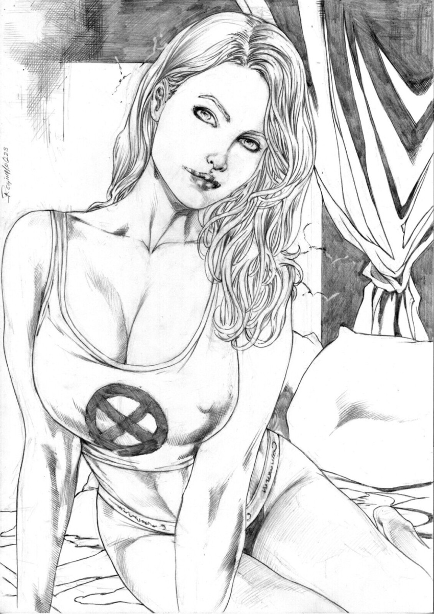 1girls bikini bra crop_top female female_only jean_grey marvel marvel_comics marvel_girl panties phoenix_(x-men) reginaldo_souza solo underwear x-men