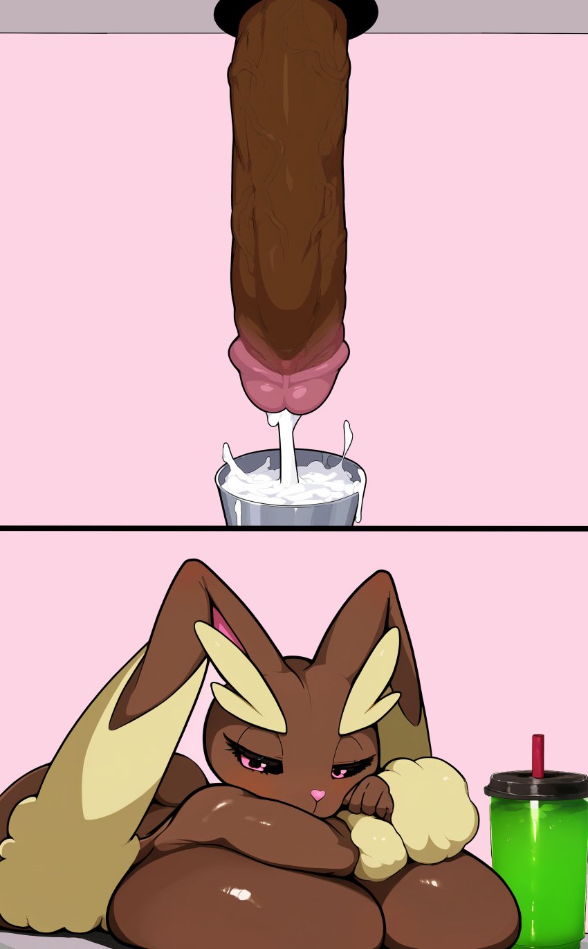 1futa ai_generated anthro big_breasts big_penis bored breast_squish breasts brown_fur brown_skin bunny_girl casual circumcised circumcision_scar creature creatures_(company) cum_in_container cup dickgirl drink fluffy fluffy_ears focus_on_penis frenulum_attached futa_only futanari game_freak gynomorph huge_breasts huge_cock humanoid intersex job juice_that_makes_you_cum lagomorph lagomorph_humanoid large_penis long_ears lopunny milking milking_handjob nai_diffusion nintendo penis pokémon_(species) pokemon pokemon_(species) rabbit rabbit_ears rabbit_girl rabbit_humanoid red_eyes relaxing resting shake stable_diffusion whoram yellow_fur