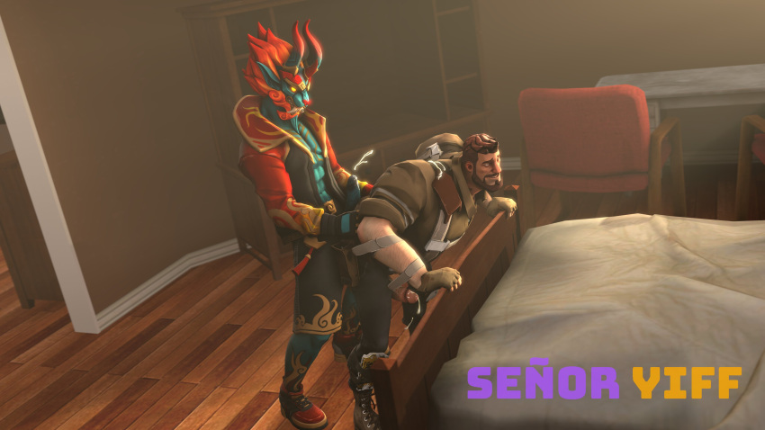 2boys anal ass bara bedroom cum dissenter3d firewalker_(fortnite) fortnite fortnite:_save_the_world interspecies kyle_(fortnite) male_focus male_only penis yaoi