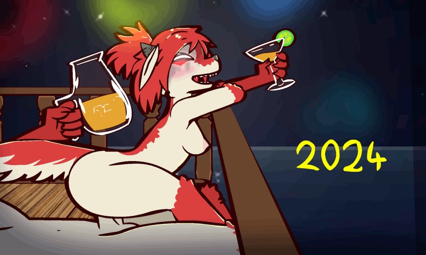 2024 animated anthro areola ass balls blush breasts canid canine demon digital_media_(artwork) duo erection female female_penetrated fur genitals grinion_(species) hair hi_res holidays horn male male/female male_penetrating male_penetrating_female mammal new_year new_year_2024 nipples nude open_mouth penetration penile penis red_hair riding sex simple_background skashi95 smile smiley_cindy_(skashi95) tail text vaginal_penetration